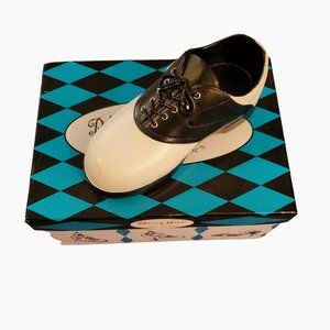 Ceramic Black and White Golf Shoe Collectible Cell Phone Holder W/box 8”